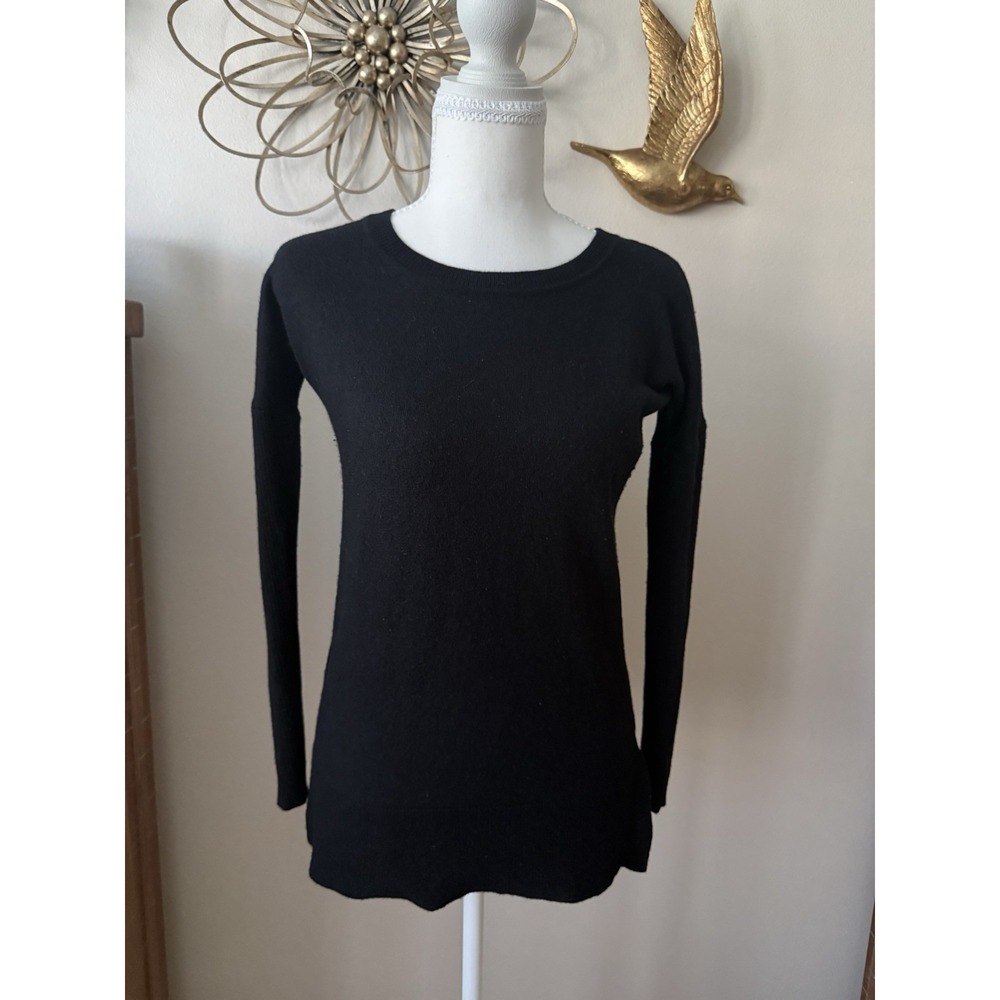 Cynthia Rowley 100% Merino Wool Sweater Women XS Black Long Sleeve Tunic